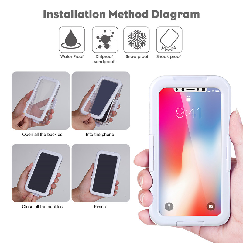 Νερό και κρουστικό iphone περίπτωση αδιάβροχη περίπτωση κοντά μου υποβρύχιο περίπτωση φωτογραφική μηχανή τηλέφωνο για iphone XS (λευκό)