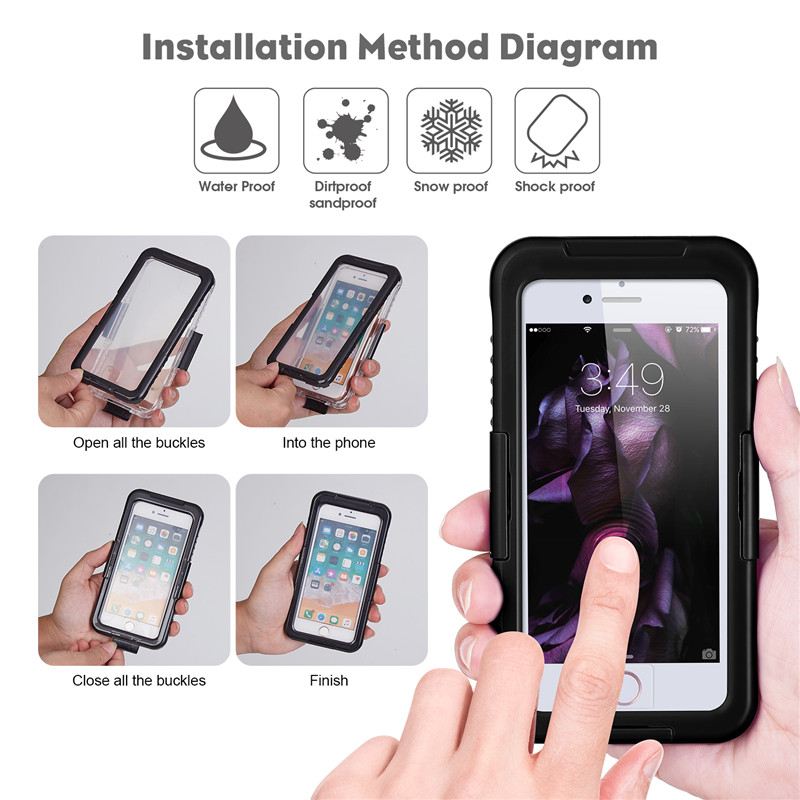 Νέο αδιάβροχο περιστατικό iphone 8 συν το χιόνι proof iphone η καλύτερη αδιάβροχη 8 συν το case ((Μαύρο)