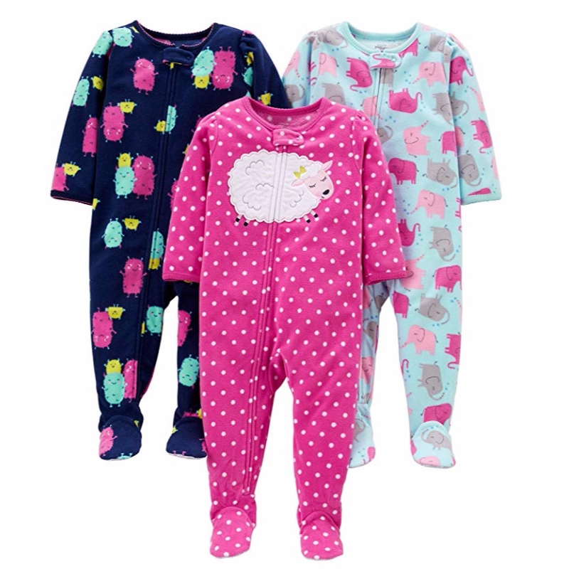 Παπούτσια μωρών και κοριτσιών του Carter 3-Pack Loose Fit Fleece Πτυσσόμενες πιτζάμες Πυτζάμες