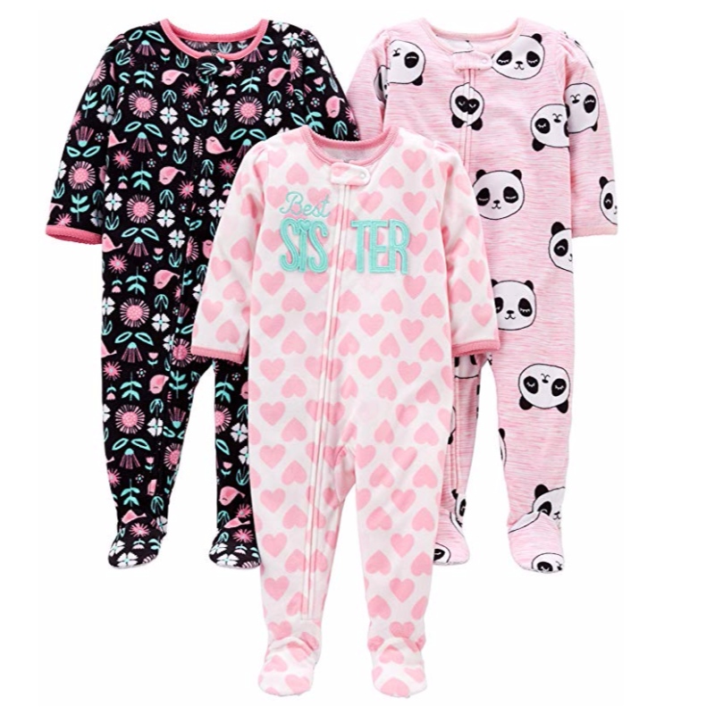 Παπούτσια μωρών και κοριτσιών του Carter 3-Pack Loose Fit Fleece Πτυσσόμενες πιτζάμες Πυτζάμες