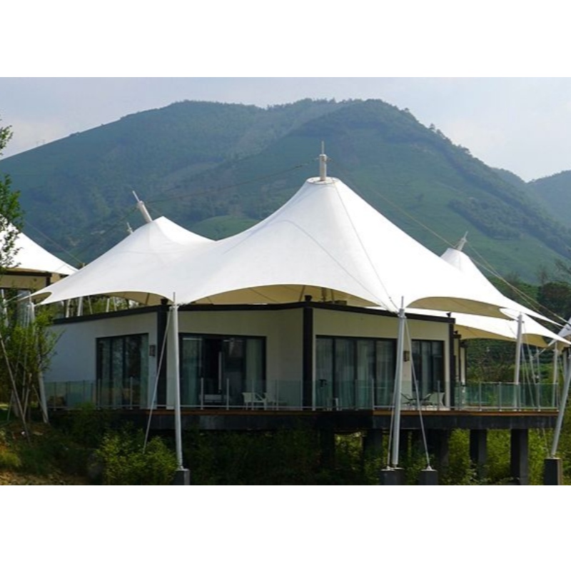 Prefab House Three Peaks Shape 2 Bedroom PVDF αδιάβροχο Fabric Resort Hotel Tent