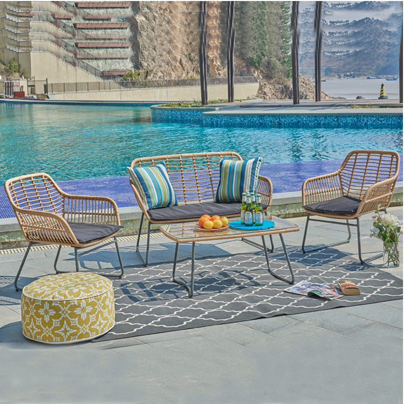 Ράψιμο καναπέ 4τμ χάλυβα και λυγαριά