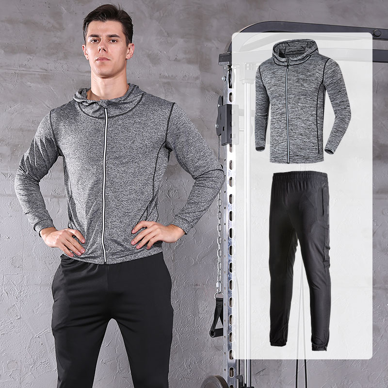 FDM022-Men s Sports Running Set Oodie+ Pants