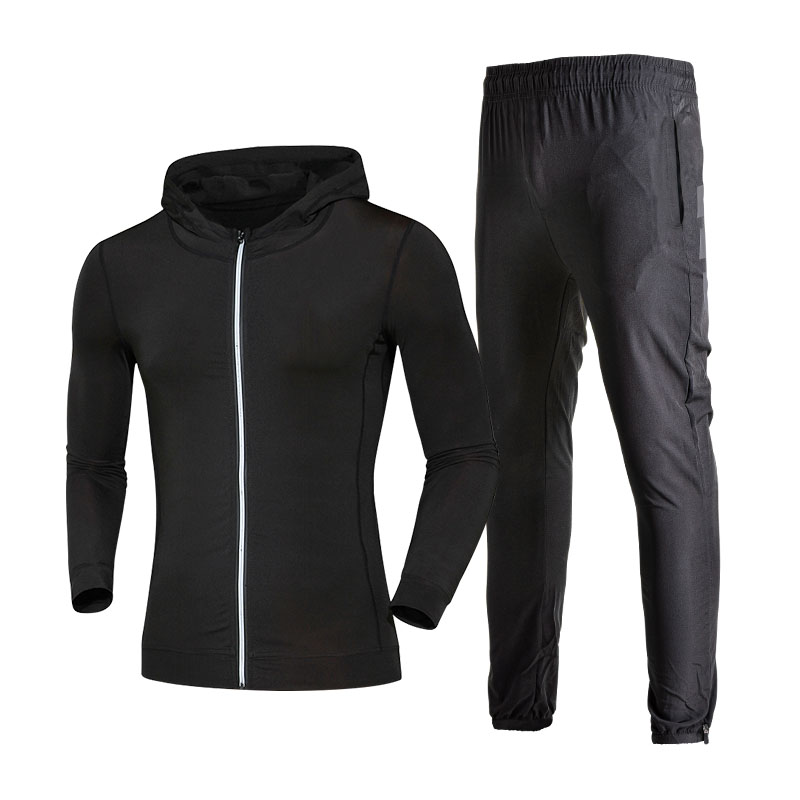 FDM022-Men s Sports Running Set Oodie+ Pants