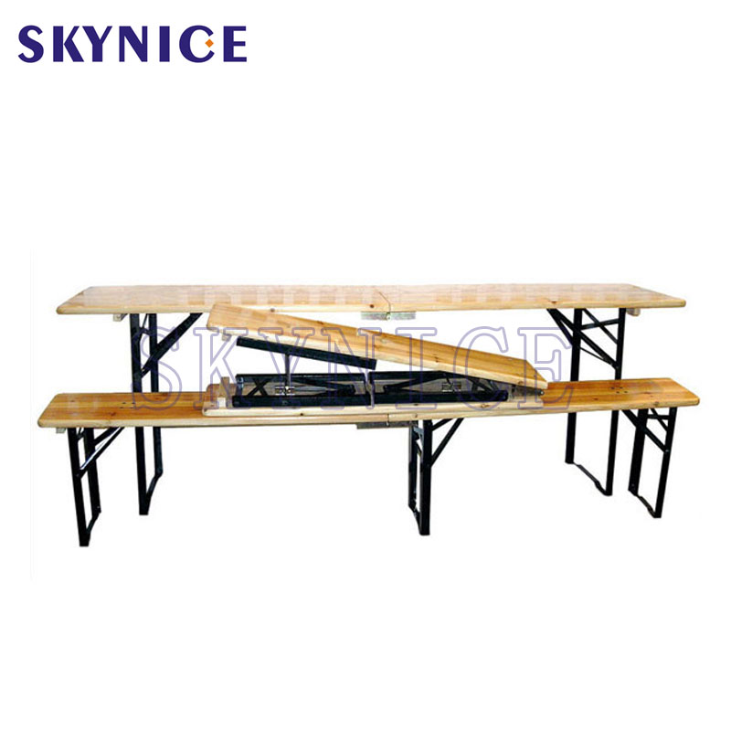 Pine ξύλο υπαίθρια έπιπλα μπύρας πίνακα και καρέκλες