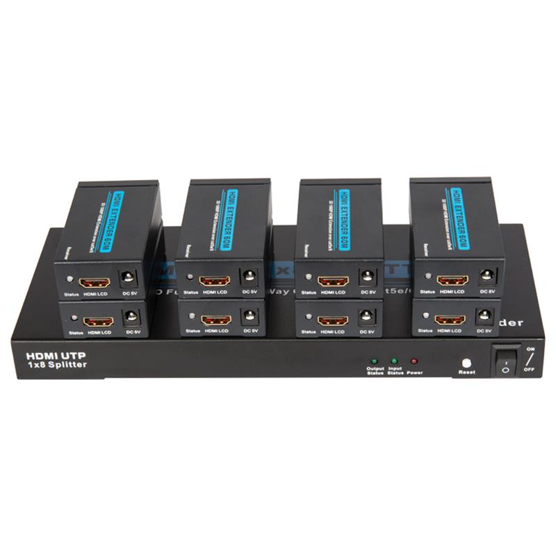 8 θύρες HDMI UTP 1x8 Splitter Over Single Cat5e \/ 6 Με 8 δέκτες έως 60m