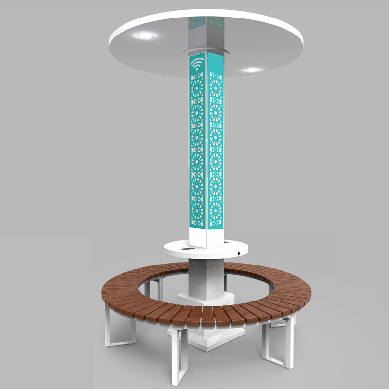 Solar Powered Smart Park Ξύλινο πάγκο με αυτόματη μουσουλμανική ισλαμική προσευχή ρολόι AZAN προσευχή συναγερμού μουσουλμανικό ρολόι