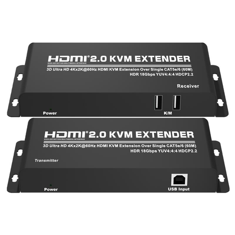 HDMI 2.0 KVM Extender 60m πάνω από ενιαίο καλώδιο CAT5e \/ 6 Ultra HD 4Kx2K @ 60Hz HDCP2.2