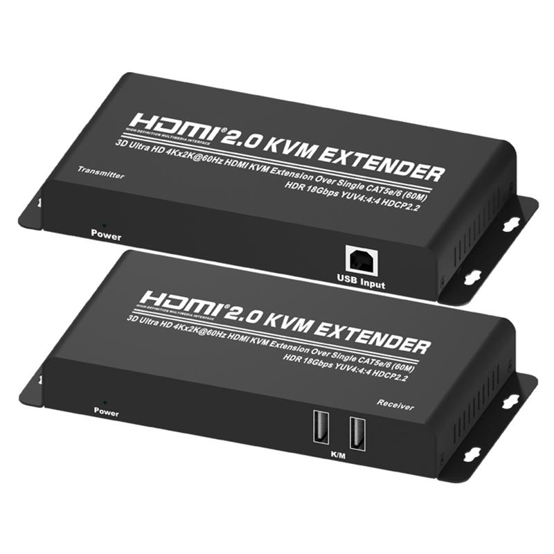 HDMI 2.0 KVM Extender 60m πάνω από ενιαίο καλώδιο CAT5e / 6 Ultra HD 4Kx2K @ 60Hz HDCP2.2