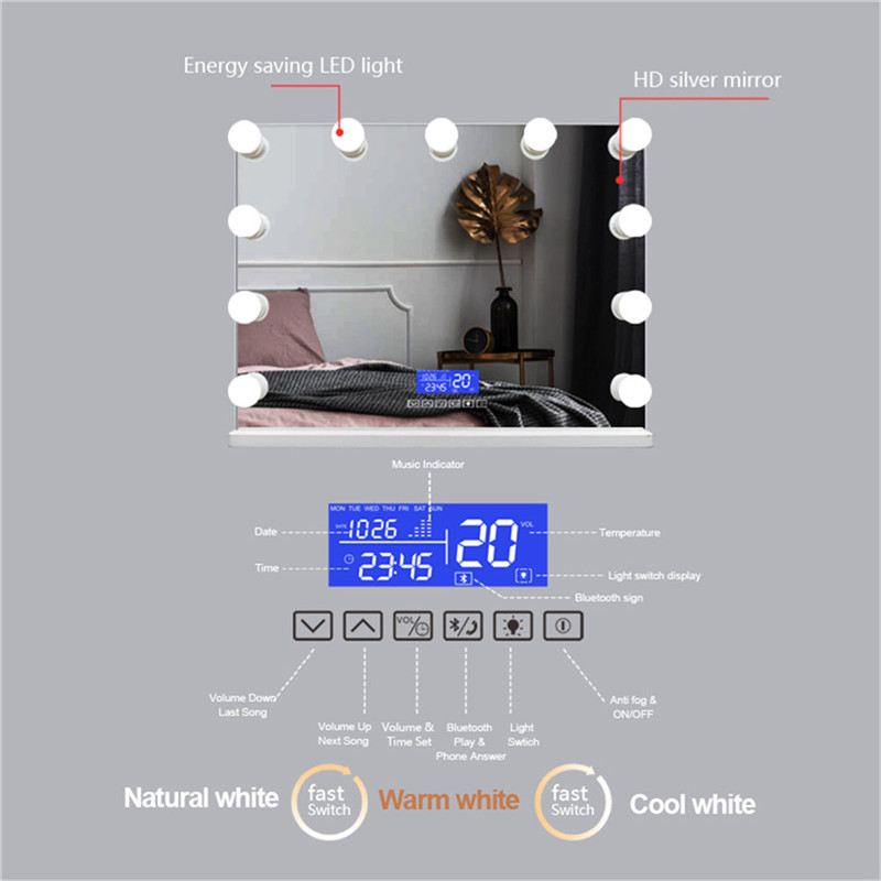 Ομορφιά Καλλυντικά οθόνη αφής οροφής οδήγησε mirror μακιγιάζ με bluetooth