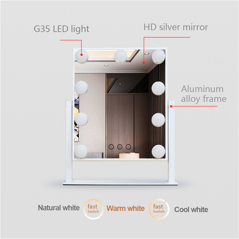 Touch Control Dimbable Brighness 360 Περιστροφές ματαιοδοξίας από το Hollywood Mirror με 12 LED Bubbs