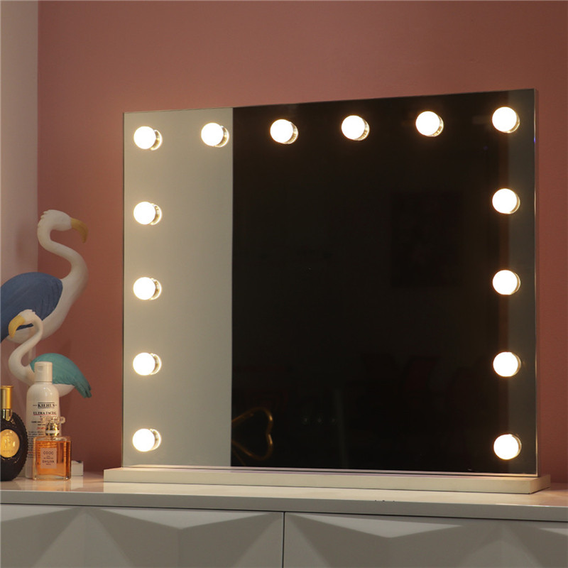 Καθρέφτης White Large Desktop Hollywood με 14PCS Light Bubbs Makeup Vanity Dressing