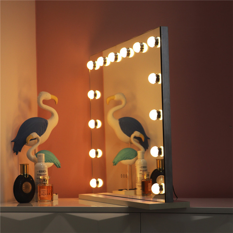 Καθρέφτης White Large Desktop Hollywood με 14PCS Light Bubbs Makeup Vanity Dressing