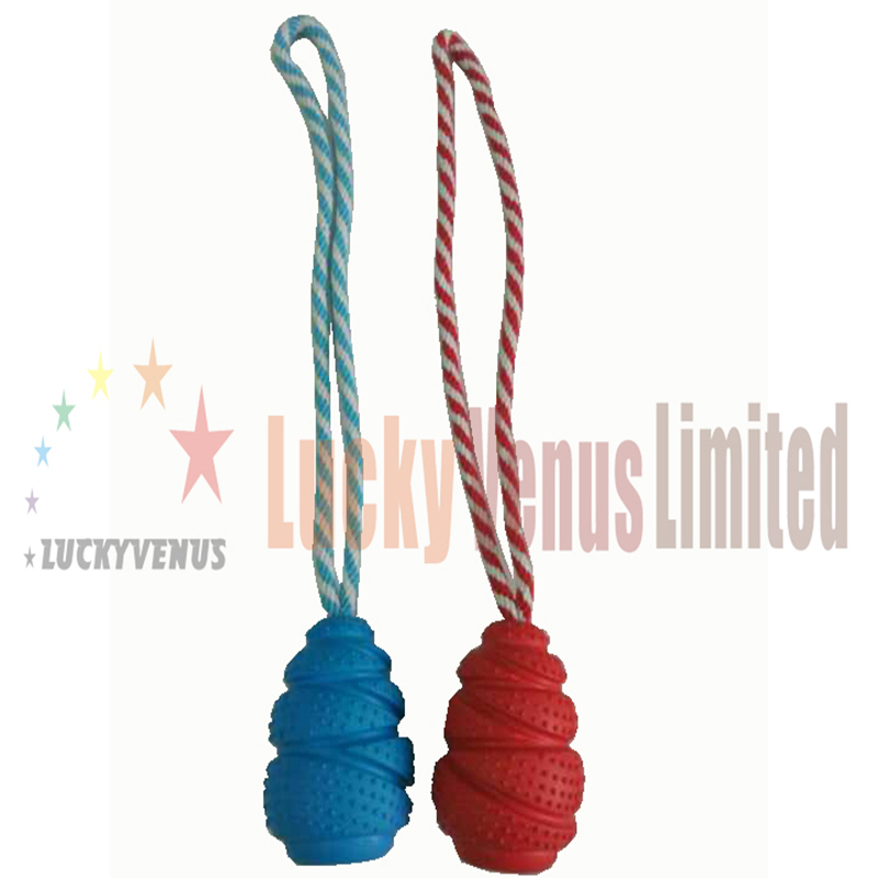 Eco-friendly καουτσούκ μασέλα παιχνιδιών παιχνιδιών κατοικίδιο ζώο διαδραστικό παιχνίδι με σχοινί βαμβακιού