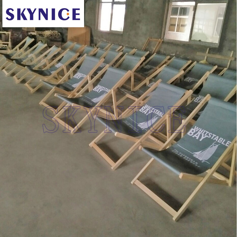 Προσαρμοσμένη καρέκλα του LOGO εκτύπωσης από ξύλο πτυσσόμενο παραλία