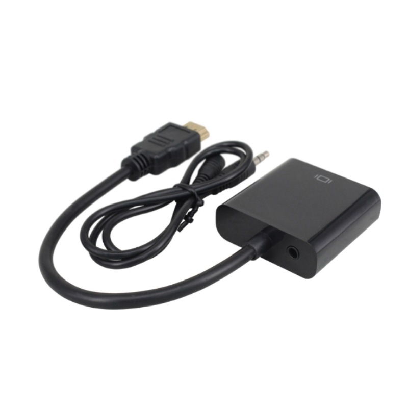1080P HDMI προς VGA 15cm Cable με 3.5mm ήχο λευκό/μαύρο χρώμα