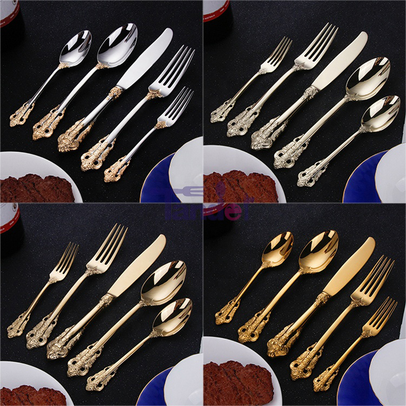 304 από ανοξείδωτο χάλυβα επιχρυσωμένο μαχαιροπίρουνα ασημένια σαμπάνια χρυσά μαχαιροπήρουνα για το σπίτι του γάμου εστιατόριο