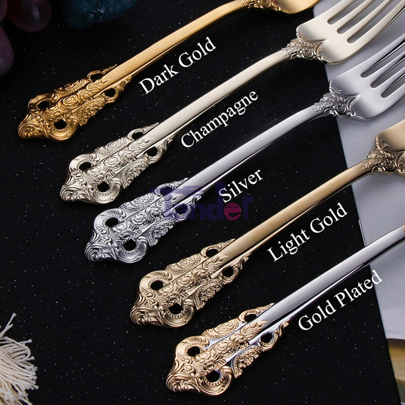 304 από ανοξείδωτο χάλυβα επιχρυσωμένο μαχαιροπίρουνα ασημένια σαμπάνια χρυσά μαχαιροπήρουνα για το σπίτι του γάμου εστιατόριο