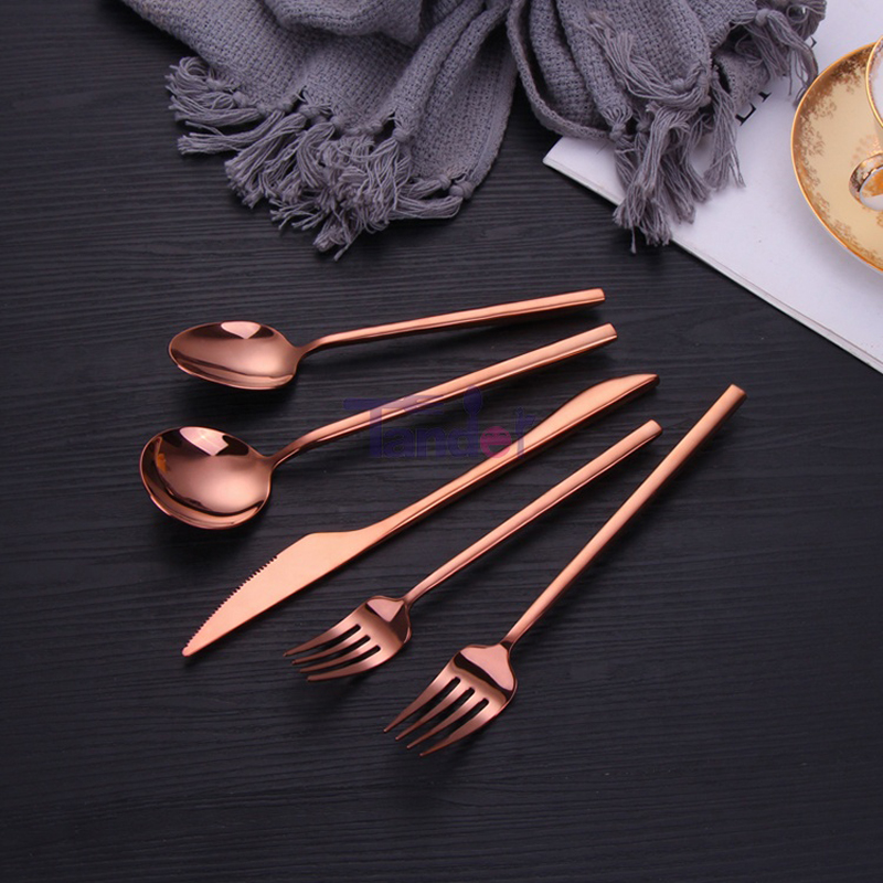 18/8 βερνίκι καθρεφτρόνιου χρυσού pvd ανοξείδωτου χάλυβα σφυρηλατημένο σετ μαχαιροπίρουνων χαλκού