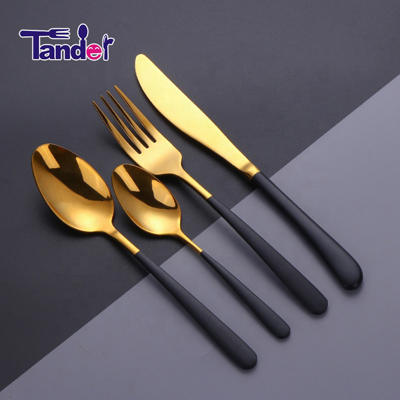 επίχρυσο βερνίκι μαύρης χειρολαβής ζωγραφικής ποιοτικό δώρο ινοx χρυσό και λευκά μαχαιροπήρουνα