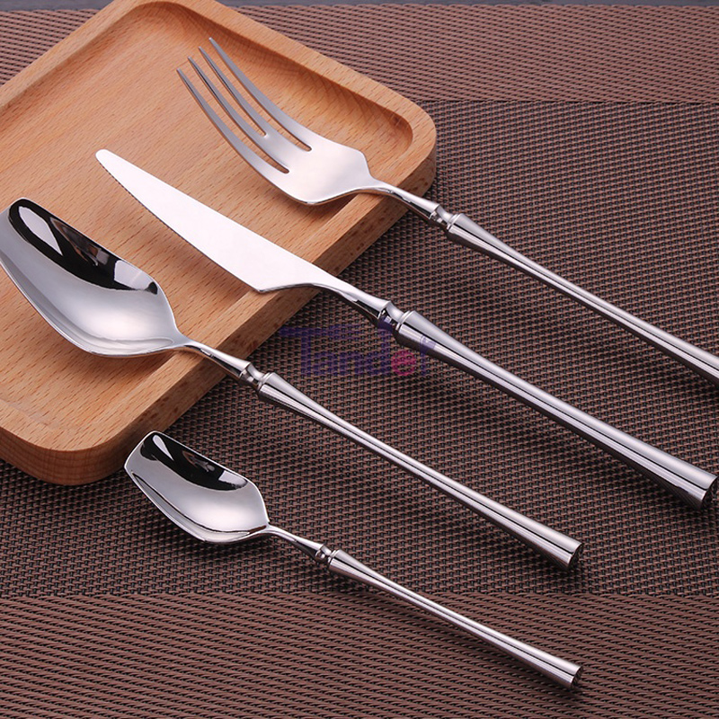 Είδη μαχαιροπήρουνα από γυαλί γυαλιστερό, λεπτό στυλ μέσης, επίπεδη, ασημί, ανοξείδωτο χάλυβα, φιλικά προς το περιβάλλον