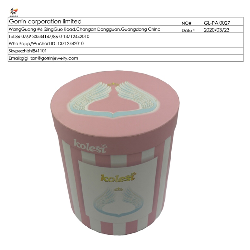 GL_PA0027 βαρέλι λουλούδι στρογγυλό κουτί χάρτινο κουτί για παιδικό φόρεμα