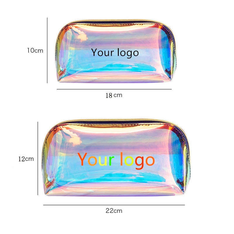 Προσαρμοσμένη διαφανής ολογραφική καλλυντική σακούλα με εξατομικευμένο λέιζερ Pvc makeup Bag