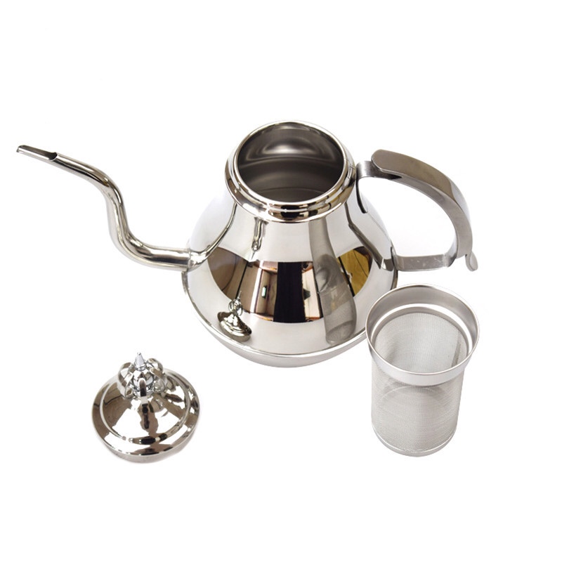 Σίφρα από ανοξείδωτο ατσάλι, ωραίο στόμα, κατσαρόλα καφέ, στάζει τσαγιέρα