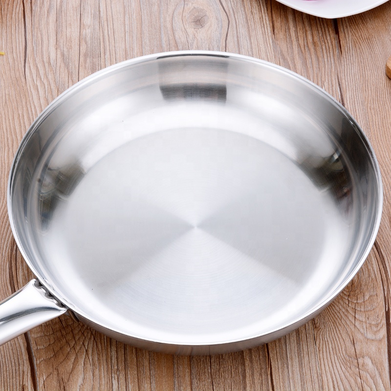 τηγάνι από ανοξείδωτο χάλυβα με μακριά λαβή