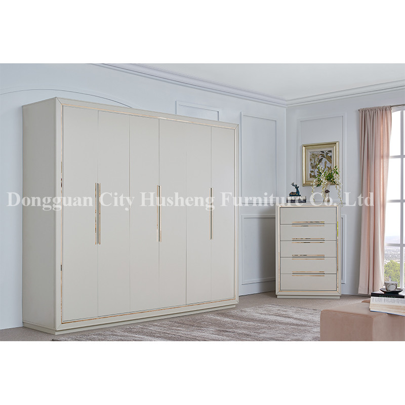 Modern Elegant Bedroom Set επίπλωση με ψηλή άσπρη γυαλιστερή ζωγραφική