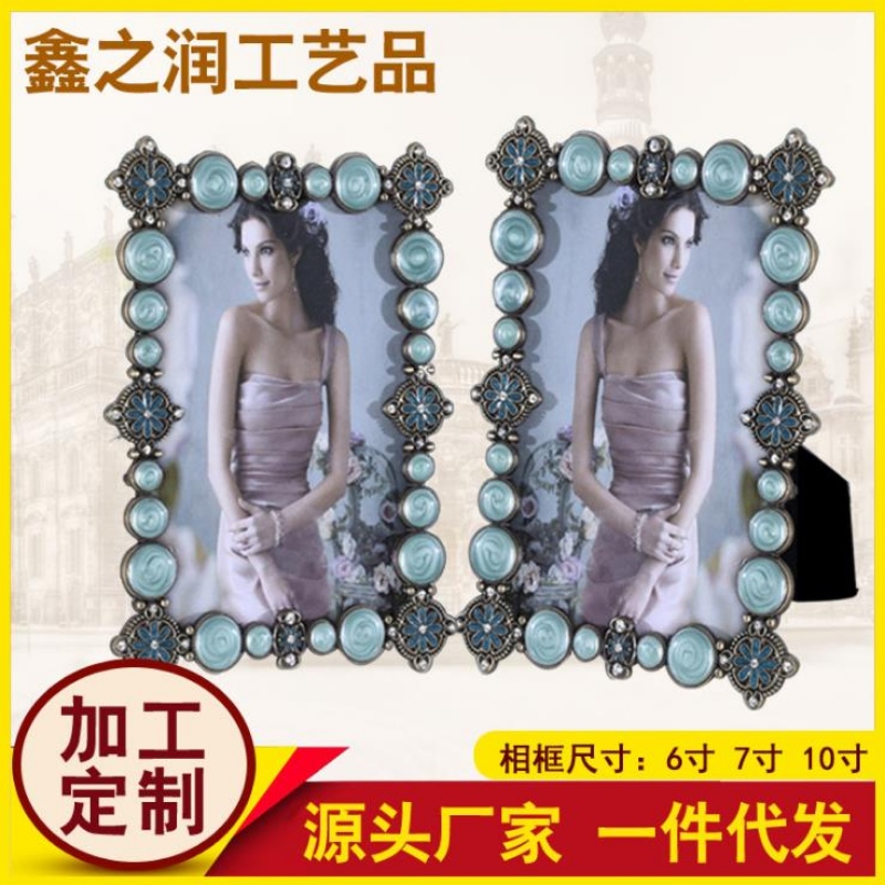 6-ιντσών, 7-ιντσών, δέκα ιντσών μεταλλική κορνίζα φωτογραφία, μαλακό γαμήλιο πλαίσιο, τοποθετημένο σε κυάνιο