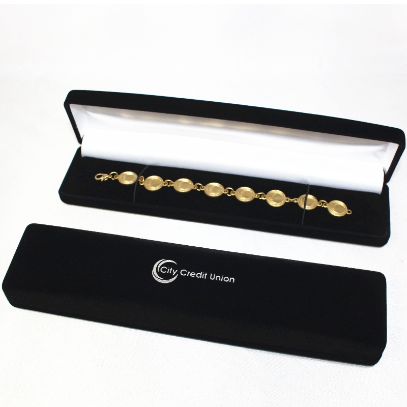 D-11 προσαρμοσμένο χονδρικό μαύρο βελούδινο κουτί για σήμα & κολιέ