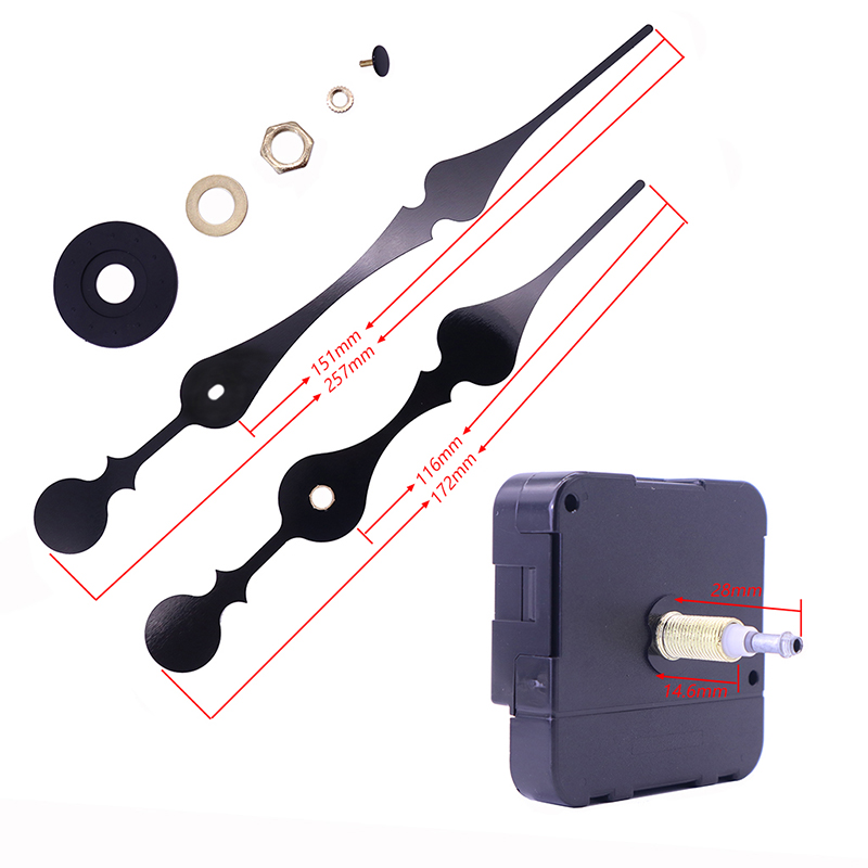 HR1688 23 χιλιοστά χαλαζία μαύρο ρολόι κίνηση και μεγάλα ρολόγια χέρια