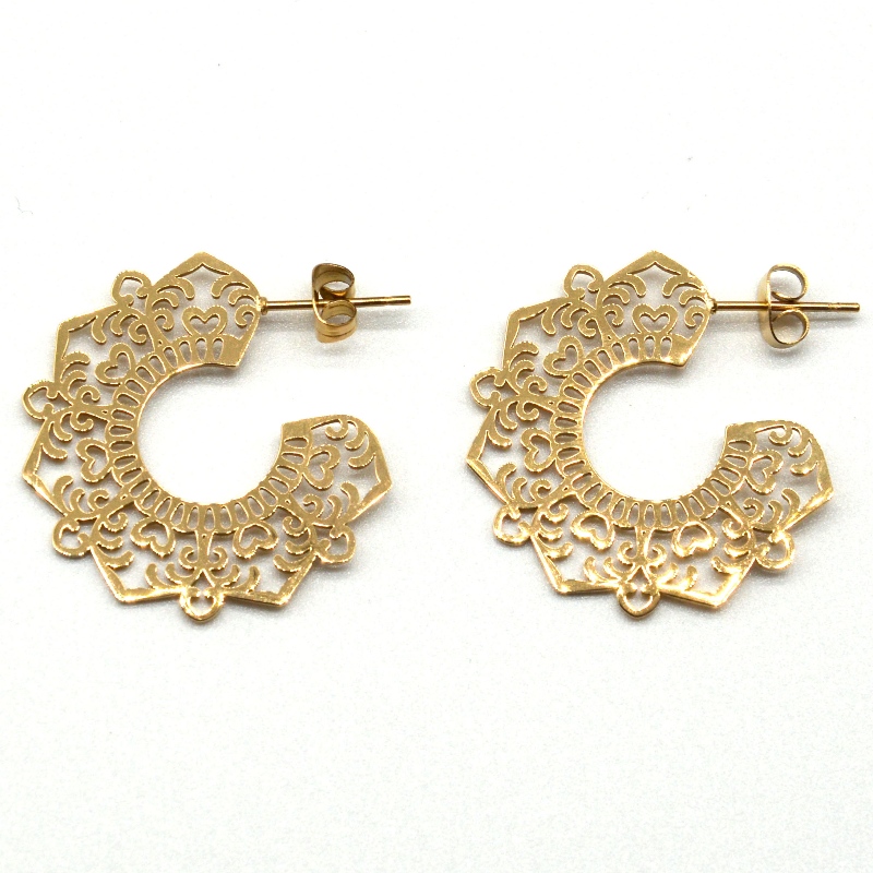 Κοίλα σκουλαρίκια από ανοξείδωτο ατσάλι και καρφιά rfber0055