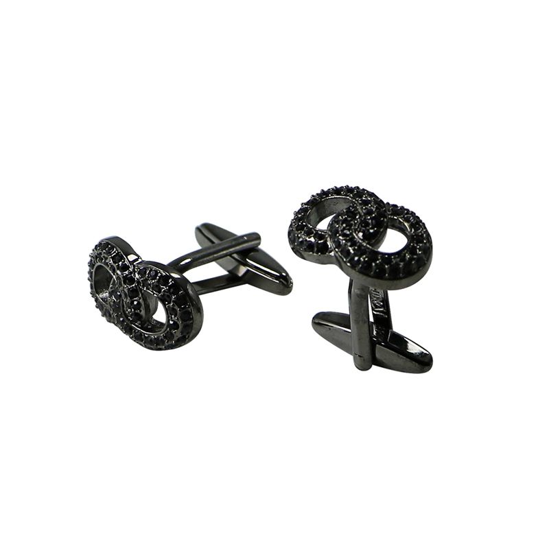 Διπλό μαύρο κρύσταλλο Gunmetal Knot Cuff Links
