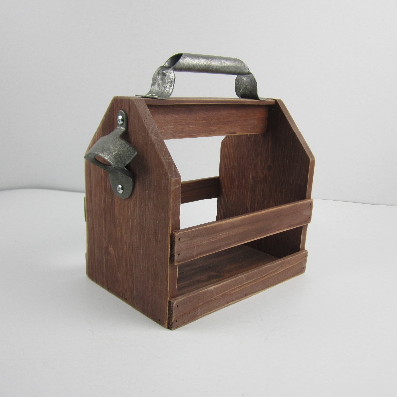 6-Pack Ξύλινο Μπουκάλι Μπύρας Caddy με ανοιχτήρι