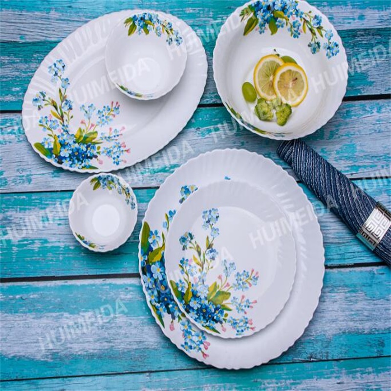 Φιάλη από γυάλινο γυαλί, σετ δείπνου, μπολ σαλάτας και θερμοανθεκτική Opal Glassware