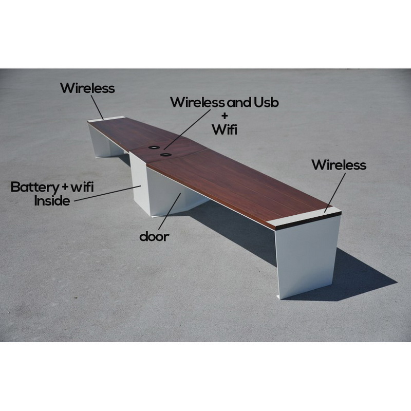 Ενέργεια Αποθήκευση προσαρμοσμένου χρώματος Smart Solar Powered Bench