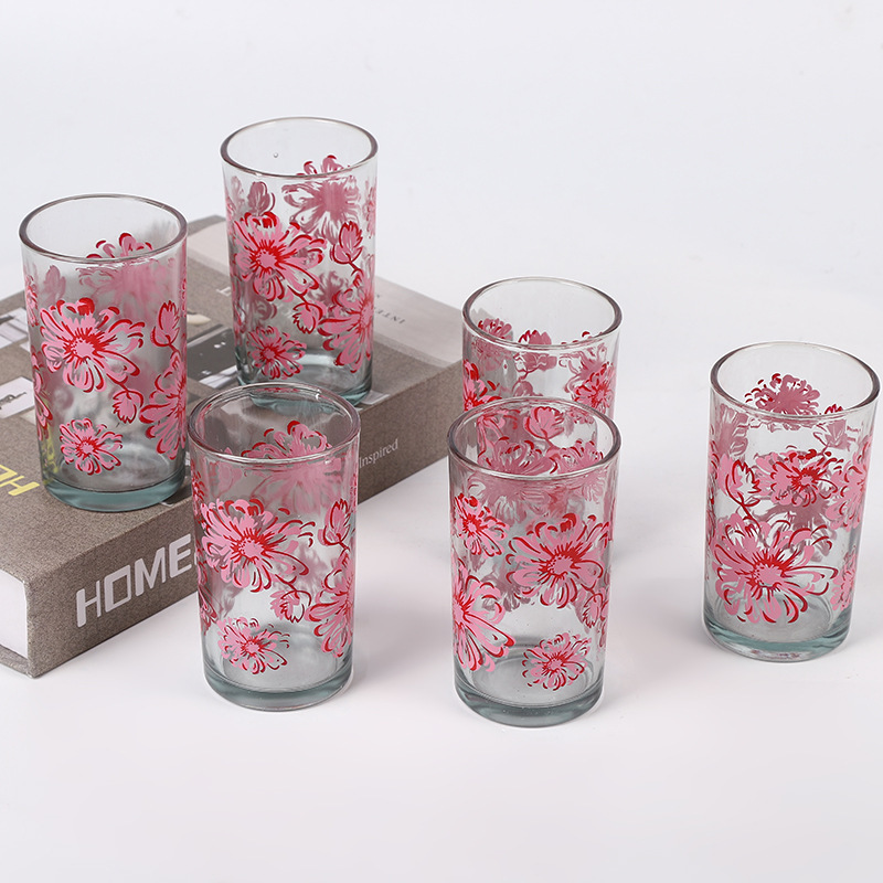 Νέο 6pc Κύπελλο και κανάτα για οικιακά διαφανή απλικέ φλιτζάνι νερό 6 μεγάλη χωρητικότητα γυαλιού τσαγιέρα χονδρικής