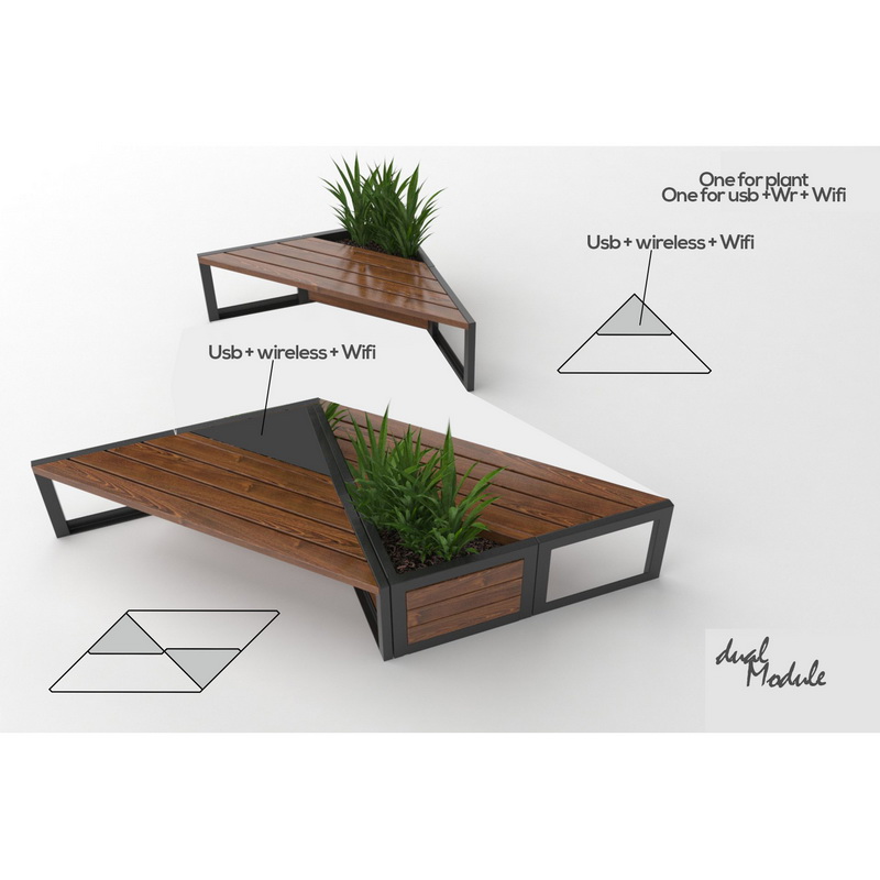 Νέα σχεδίαση ασύρματης χρέωσης επίπλων Smart Solar Garden Patio Bench για την Park