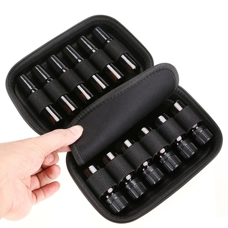 12 πλέγμα τσάντα αιθέριου ελαίου μπουκάλι τσάντα αποθήκευσης μπουκαλιού με φερμουάρ φορητό κουτί αποθήκευσης αιθέριου ελαίου κο...