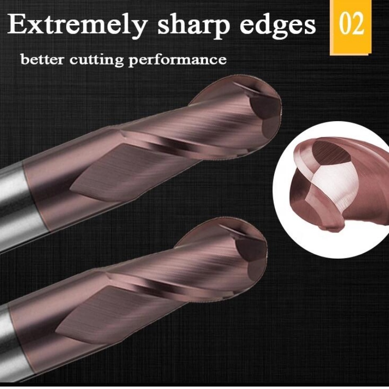 Integral end mill mill: καρβίδιο βολφραμίου χάλυβα 200 mm 200 mm 6 hrc55 στρογγυλό r3 4 φλάουτο hrc 45 ballnose ball μύλος αλουμινίου μύλοι endmill για cnc