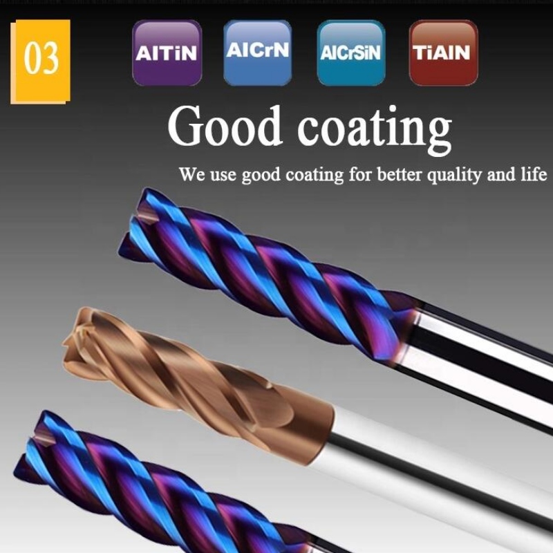 Μαχαίρι στρογγυλής μύτης 4 λεπίδων: καλής ποιότητας γωνιακή ακτίνα ακατέργαστου καρβιδίου στρογγυλεμένη άκρη μύλων τεμαχισμού R4