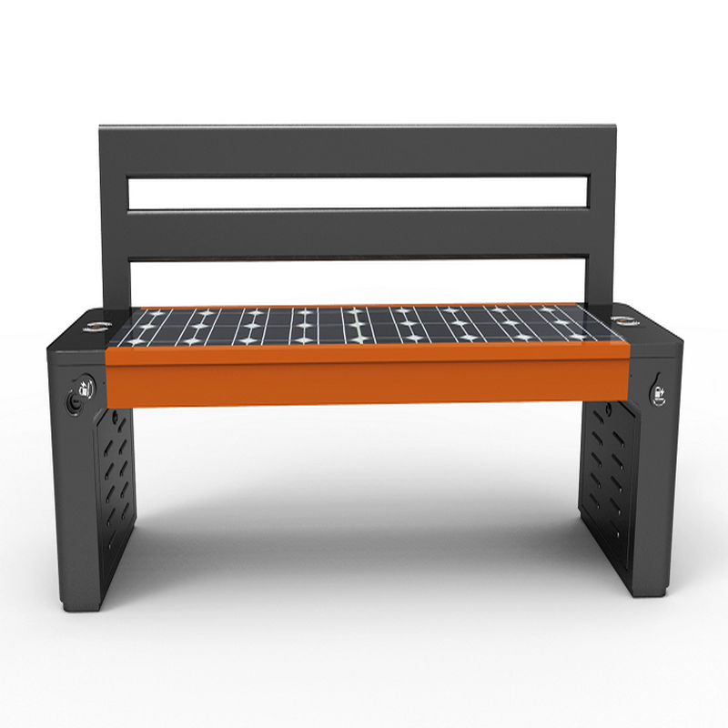 Μεγάλος σχηματισμός WPC Wood Galvanized Steel Smart Voice Solar Bench