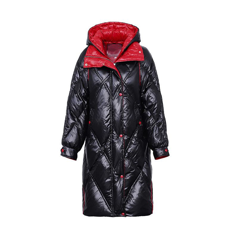 Γυναικεία χιτώνα με μακρύ ζεστό παλτό με μη αποσπώμενη κουκούλα