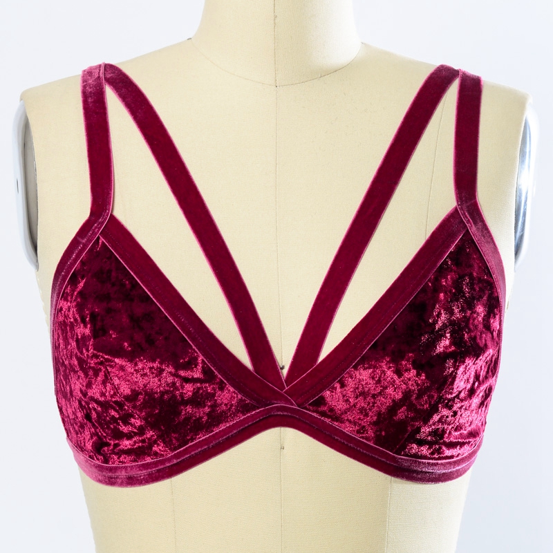 Ga-5313grace κορίτσι θρυμματισμένο βελούδο bralette bralette
