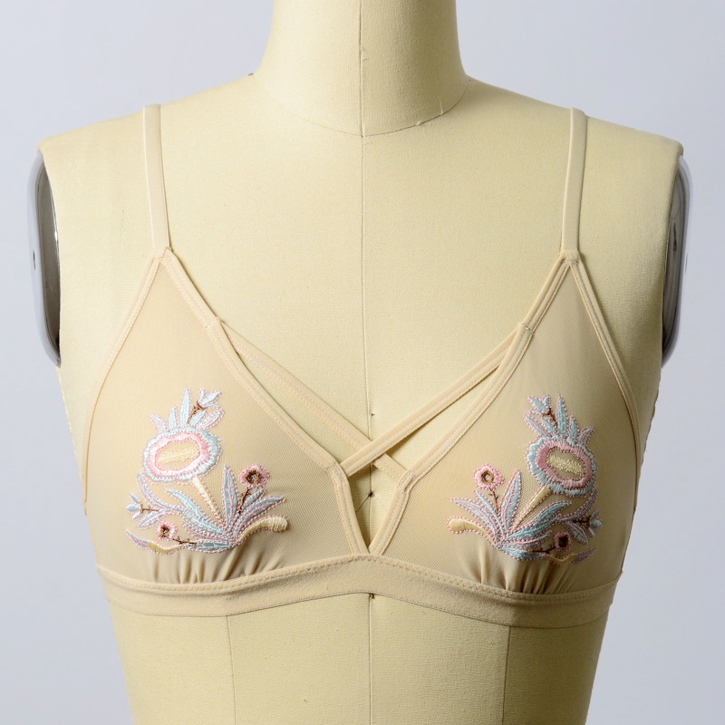 GA-5352 Grace κορίτσι Floral κέντημα Strappy Bralette