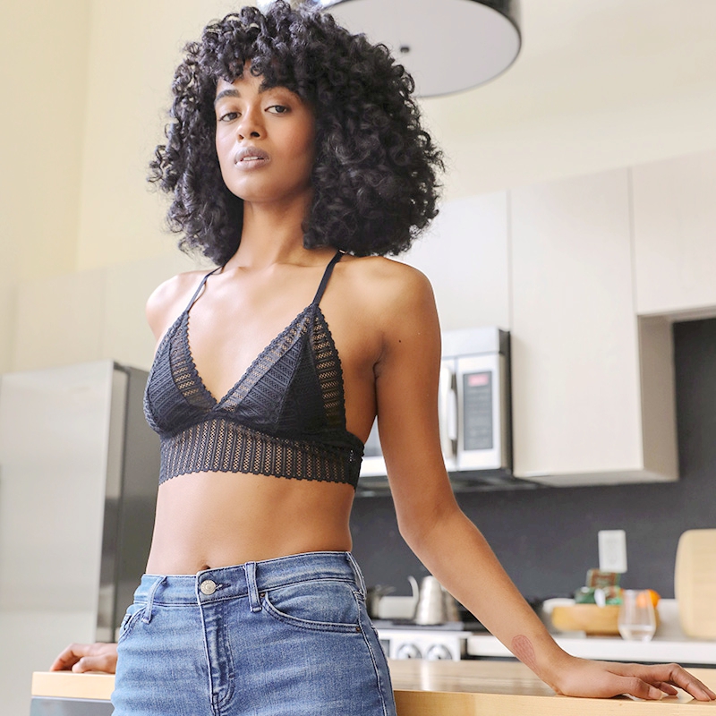 GA-5549 Grace κορίτσι ραβδωτό δαντέλα Boho Racerback Bralette