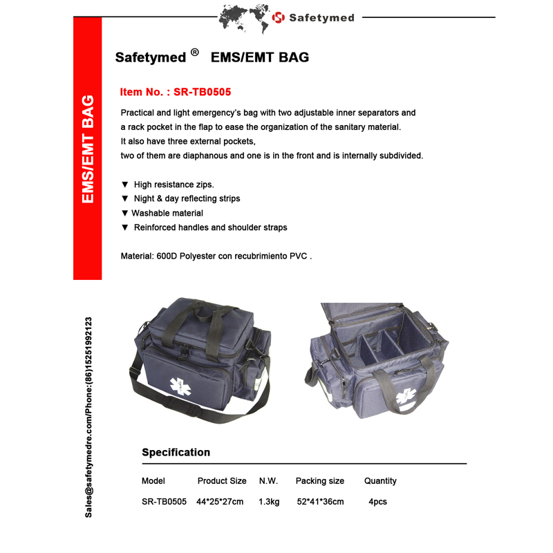 Τσάντα Trauma - Τσάντα με λογότυπο Star of Life με τσέπες με φερμουάρ, Αντανακλαστική επένδυση και ιμάντες ώμου Τσάντα trauma SR-TB0505