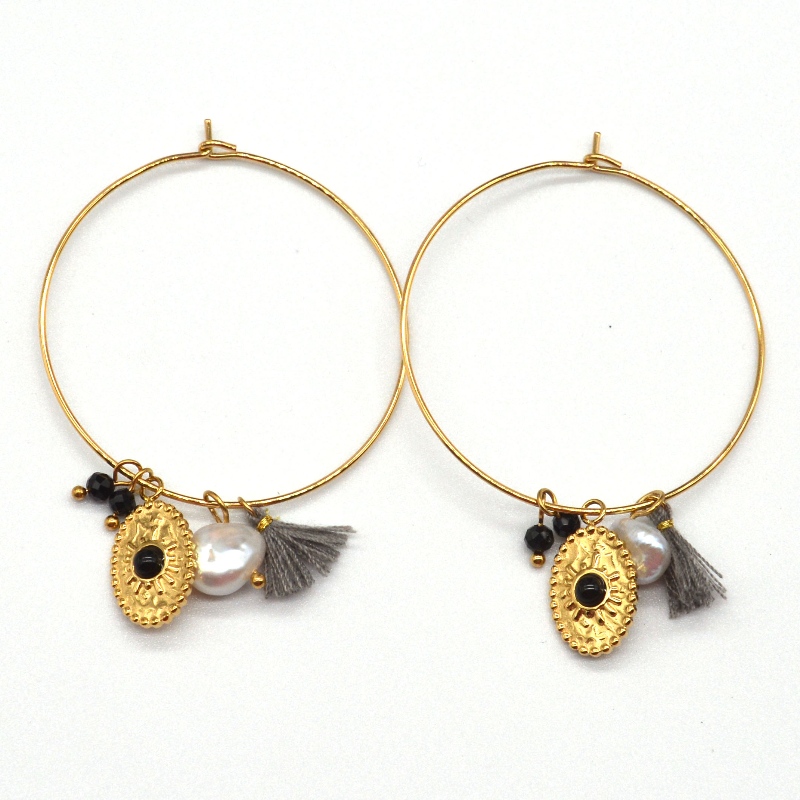 Χρυσά σκουλαρίκια από ανοξείδωτο χάλυβα κλασικό γυαλισμένο στρογγυλό σωλήνα, εργοστάσιο επεξεργασίας κοσμημάτων της Κίνας Ruifanbao